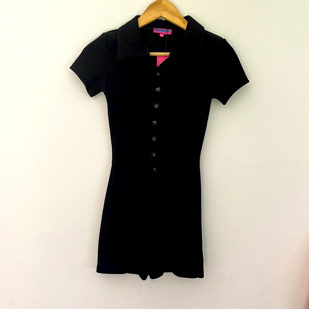 Black Romper Button Down